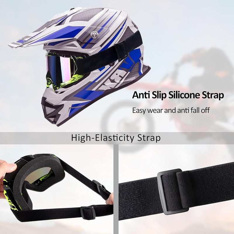 4-FQ Motocross Goggles ATV Goggles Motorcycle Goggles Windproof Dirtbike Goggles Dustproof Racing Goggles Scratch Resistant Moto Goggles Powersport Goggles Offroading Goggles Riding Ski Goggles - Image 4